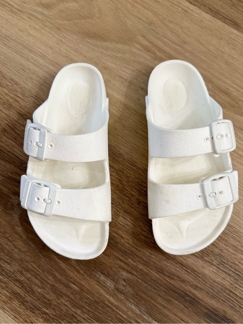 Birkenstock Kids White Double-Strap Buckle Slide Sandals Eva
